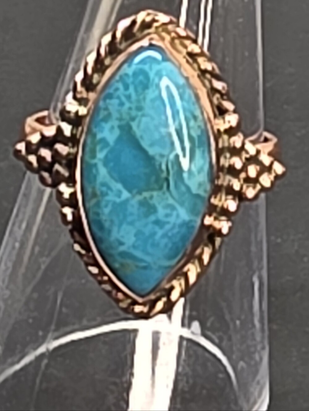Boho Kingman Turquoise Copper Statement Ring Size 8